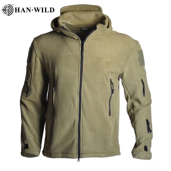 

han wild tactical fleece jacket uniform men jacket coat military soft shell casual jacket men thermal army clothing multi-pocket 201218, Black;brown
