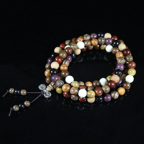 

beaded, strands natural sandalwood bracelets 8mm 108pcs multilayer buddha prayer beads handmade diy jewelry bangle for women vintage pulsera, Black