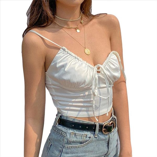 

2020 new womens vest cami casual solid tank fashion summer vest blouse sleeveless crop t shirt, White
