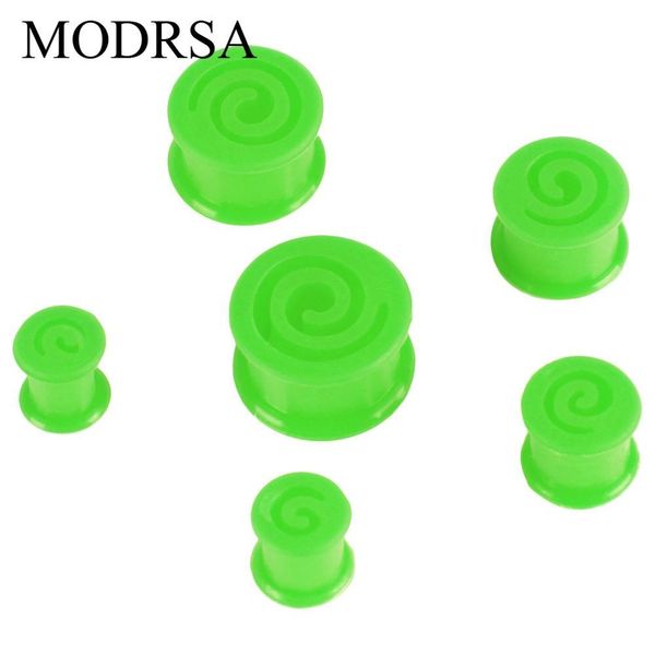 

modrsa 1pair soft round sile flesh gauge 6-16mm spiral ear plugs tunnel body piercing oreja jewelry ear stretchers expander q bbyjox, Silver