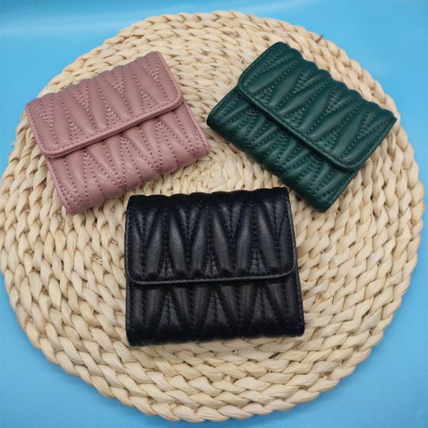 

hbp real folding wallet foldable card bag multi function leather women holders, Red;black