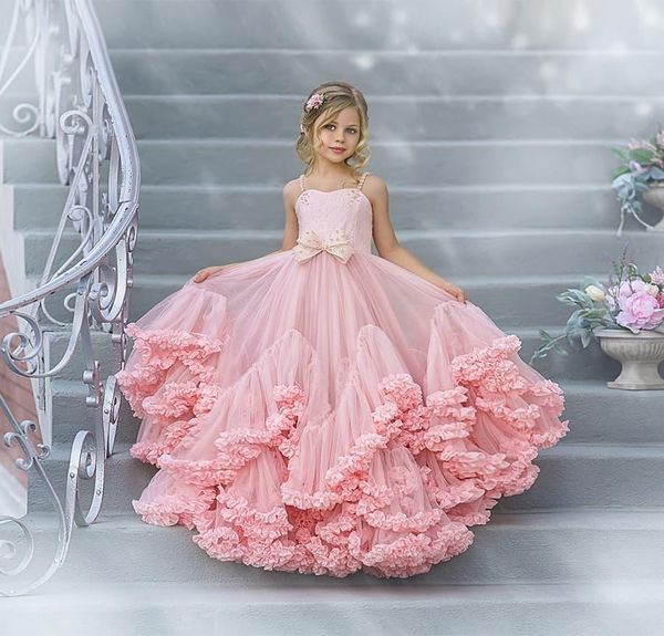 

lovely lace a line beaded flower girl dresses for wedding ruffled toddler pageant gowns floor length tulle kids prom dress, White;blue