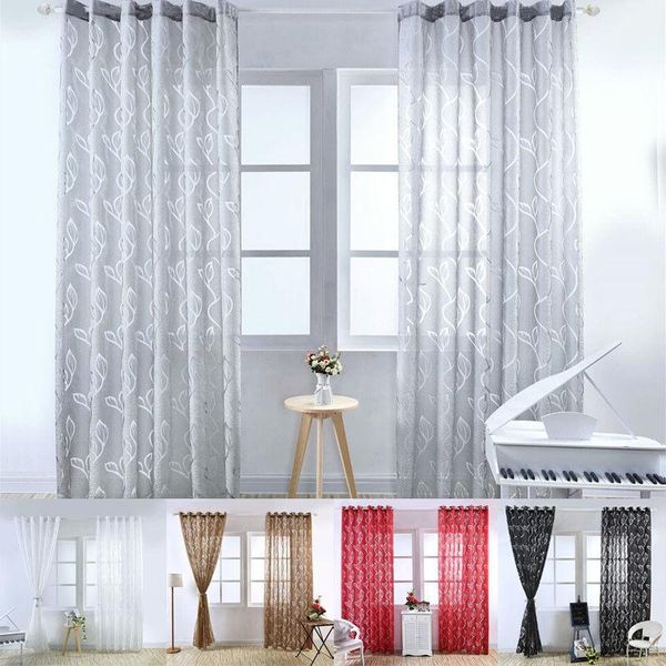 

curtain & drapes 1pc 100x200cm floral room door sheer voile window valances panel drape tulle scarfs europe style