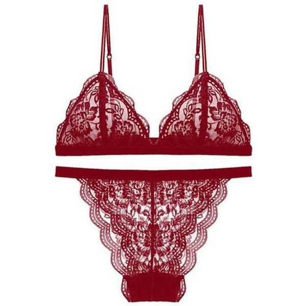 

woman mage no steel ring no sponge triangle cup underwear ultra-thin lace comfortable breathable bra set wt077 c1211, Black;white