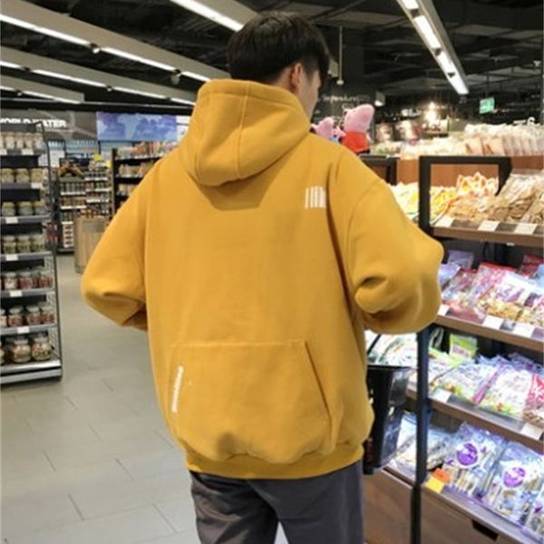 

men's 2021 hooded jumper in harbor new winter style plus velvet superior loose heavyset jacket iglf, Black