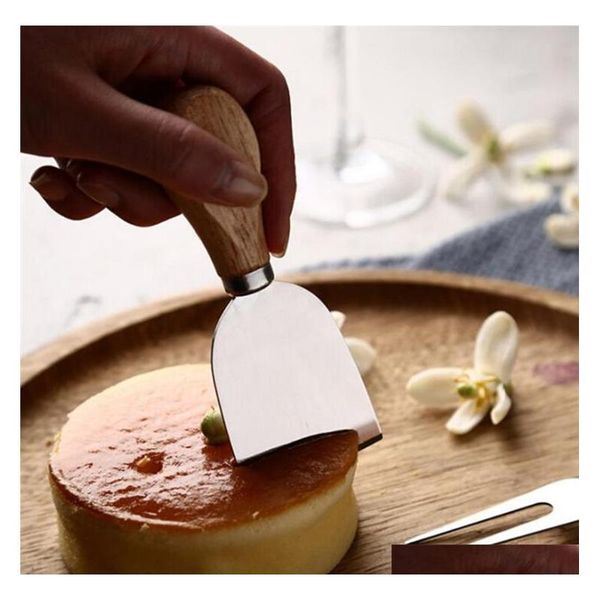 

useful cheese tools set 4pcs/set oak handle knife fork shovel kit graters for cutting baking cheese board sets butter jllnlr jjxh