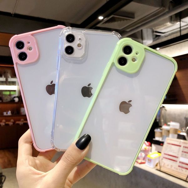 

защита от объектива защита от ударопрокатный чехол для телефона для iphone 12 11 mini pro x xr xs max 8 7 plus se 2020 сплошной цвет color c