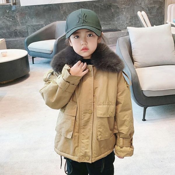 

-30 Degree Russian Toddler Girls Warm Coat Winter Parkas Outwear Outfit Children Kids Girl Fur Hooded Clothes for 6 8 10 Years, Light yellow