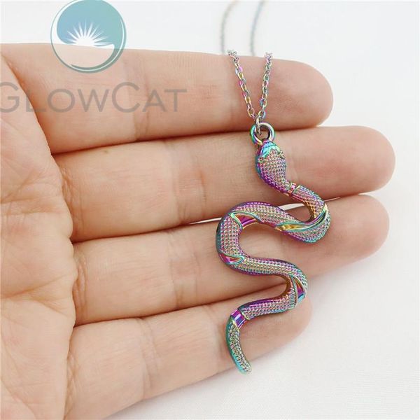 

модный творческий радуга cobra серпантин кулон ожерелье из нержавеющей стали цепи цепи цепи из нержавеющей стали ювелирные изделия ультрамод, Silver