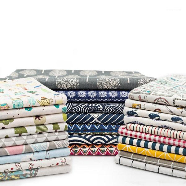 

good quality polyester linen printing fabric for table cloth diy pillow cover 50*140cm/piece w3000221, Black;white