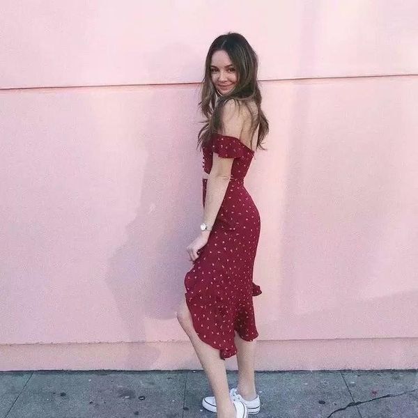 

2019 summer women boho moon star floral print vintage skirt ruffles button high waist asymmetric ruffle beach skirt1, Black