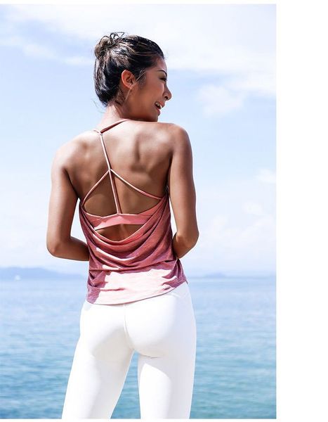 

women padded workout gym tank fitness vest sleeveless fitness shirt women back hollow out quick dry yoga shirts cloth, White