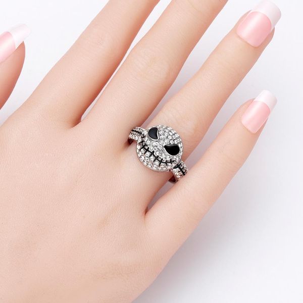 

ghost crystal ring black enamel skull ring for men collections party love ring gift trendy jewelry custom men wmtjlq, Bronze;silver