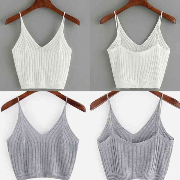 

fashion womens summer basic strappy sleeveless racerback crop high quality, White