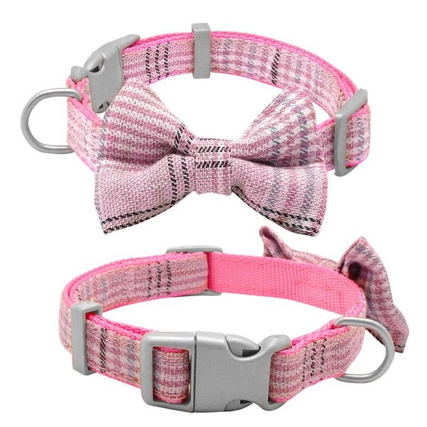 

nylon dog collar and leash set adjustable dog collar with cute plaid bow tie for small medium dogs pet accessories p jllcsw