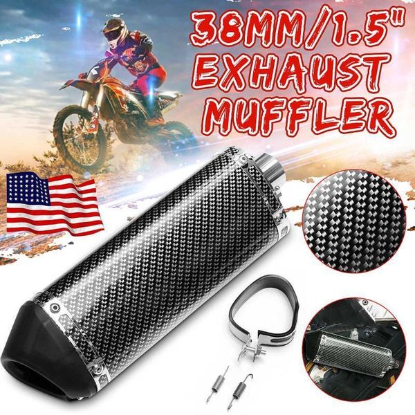 

motorcycle atv exhaust muffler pipe 38mm 320mm carbon fiber color metal exhaust muffler with movable1