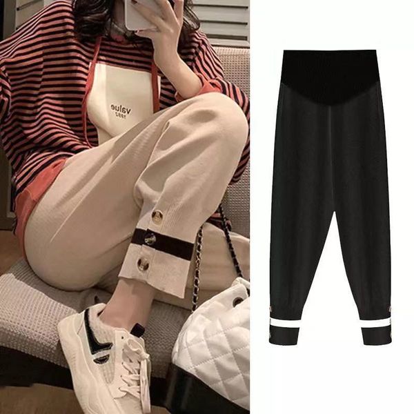 

pregnant women's wear autumn fashion new knitted harem pants, White