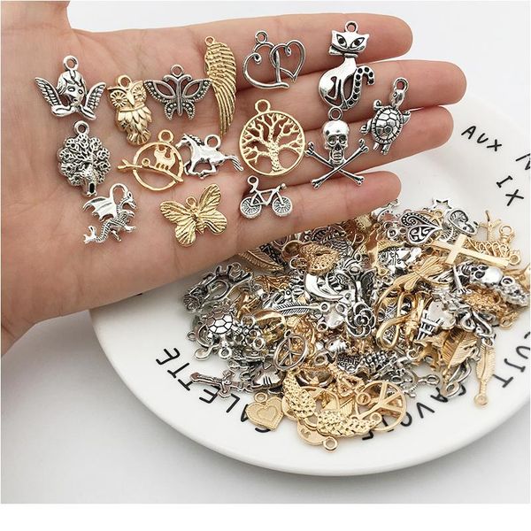 

vintage mixed 10/20pcs metal animal birds charms beads handmade diy for bracelet pendant neacklace clips jewelry making sqcnlq