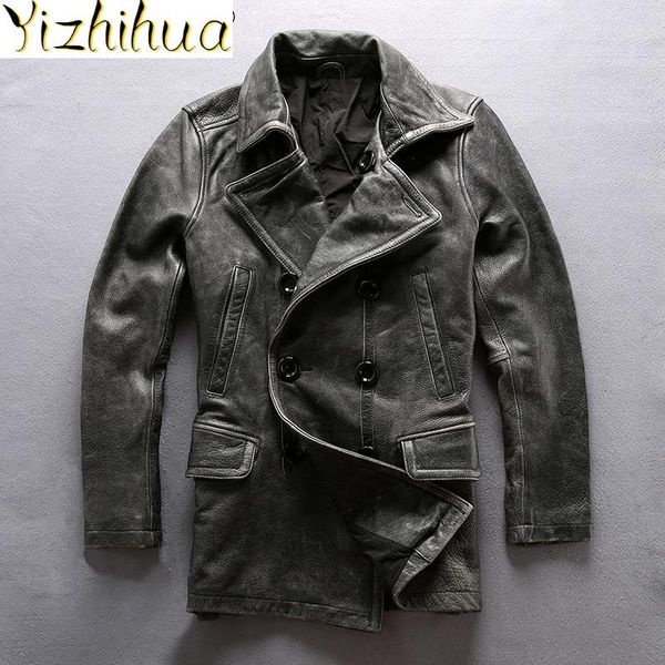 

azazel genuine leather jacket men clothing 5xl real cowhide leather vintage men's windbreaker thick clothes hommes veste lxr892, Black