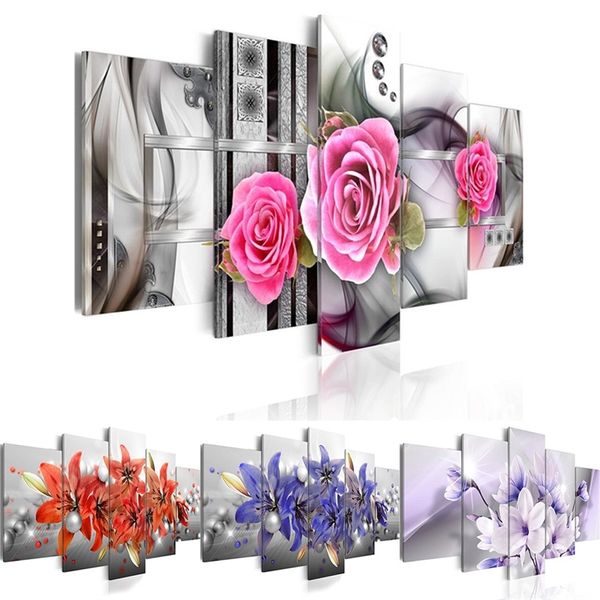 Huacan Piazza Piena di Diamanti Ricamo Mosaico Multi-immagine Pittura Diamante 5 pz/set Fiori FAI DA TE Decorazione Della Casa 201202