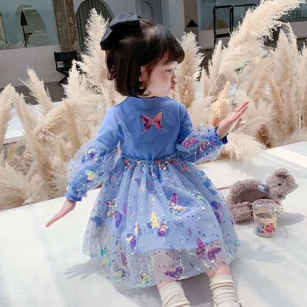 

sve autumn 2020 new long bubble princs butterfly sequin mh drs cotton girls' skirt, Red;yellow