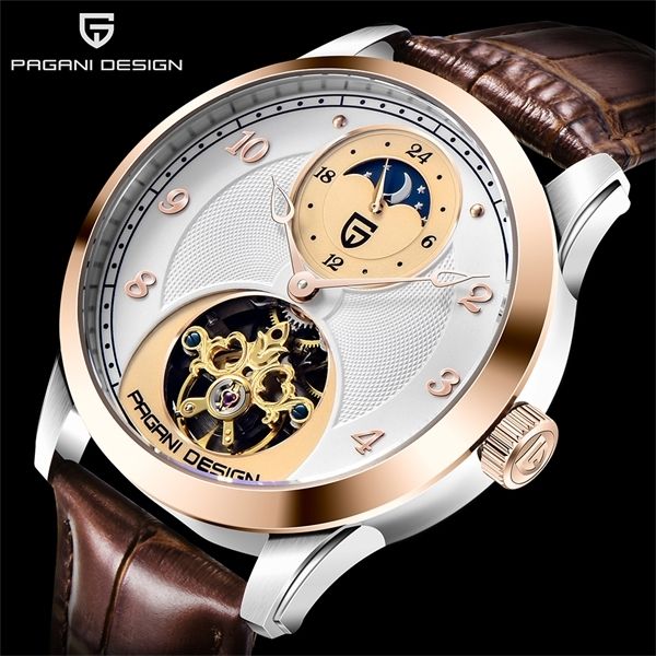 

pagani design watches brand luxury automatic mechanical sport watch men wirstwatch tourbillon reloj hombres q1216, Slivery;brown