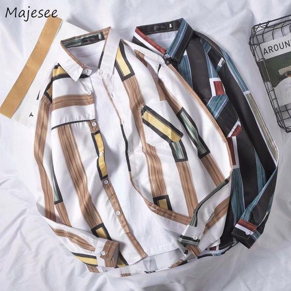 

men's casual shirts men printed large size loose japanese style ulzzang chic harajku mens retro male breathable long sleeved leisure bl, White;black