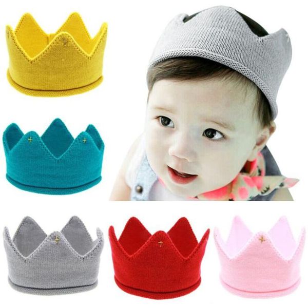 

caps & hats 2021 baby hat cute boys girls crown knit headband girl gifts touca infantil x*, Yellow