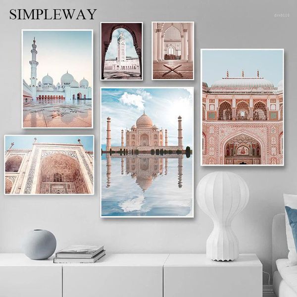

islamic architecture wall art painting mosque temple canvas muslim canvas poster landscape print religion decor picture1