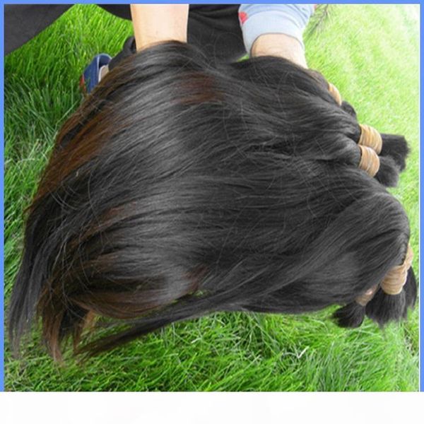 

unprocessed human hair bulk for beauty hair salon natural color can bleach dye cuticle aligned hair from one donor 100g bundle, Black