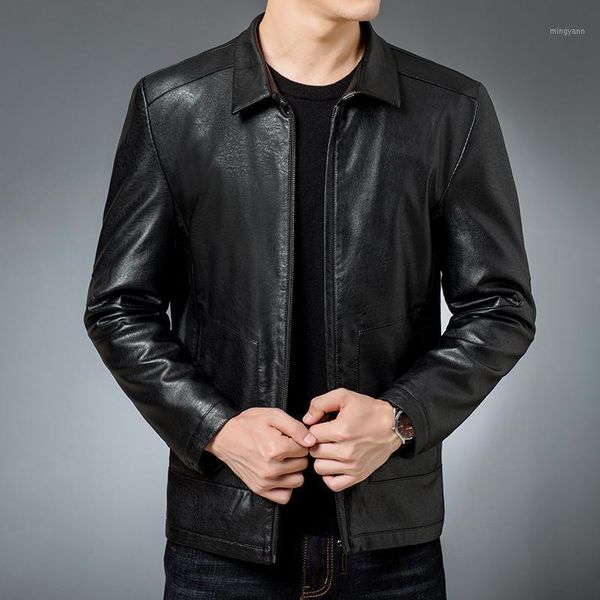 

vintage genuine cow leather jacket men plus size cowhide leather coat slim short jacket veste cuir homme1, Black