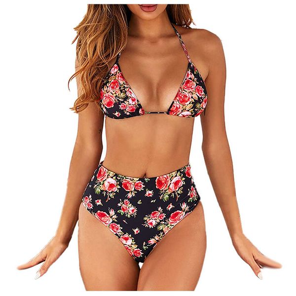 

2020 solid women push up set women's two-piece floral print bikini swimwear swimsuit, White;black