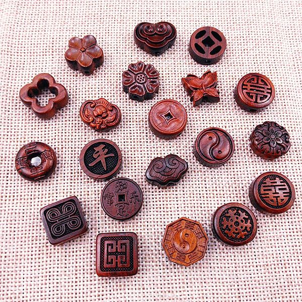 5pcs accessori per gioielli con ciondoli in legno di ebano in stile cinese accessori per auto fai-da-te appesi per forniture collana risultati di gioielli con perline di Buddha