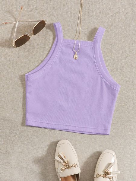 

solid rib knit cami g3ay#, White