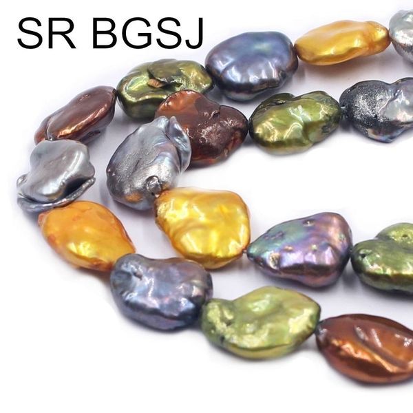 

sr 14-16mm mixed random colors orm orm reborn baroque natural freshwater pearl beads strand 14" t200507, White