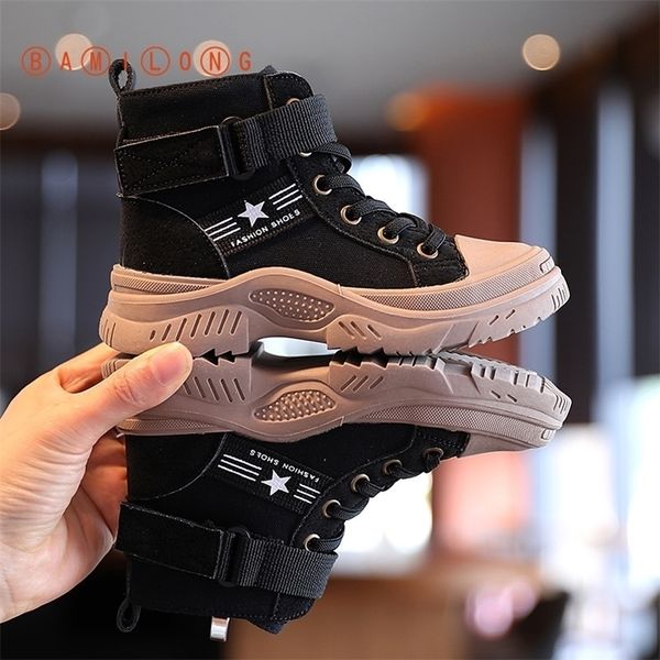 

bamilong kids casual shoes 2020 autumn boys martin boots children retro british short boots toddler girls fashion boots lj201027, Black;grey