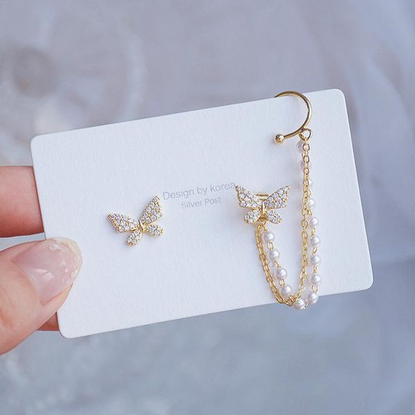 

stud beautiful butterfly earrings for women r luxury jewelry micro inlaid zircon s925 needle woman's gift, Golden;silver
