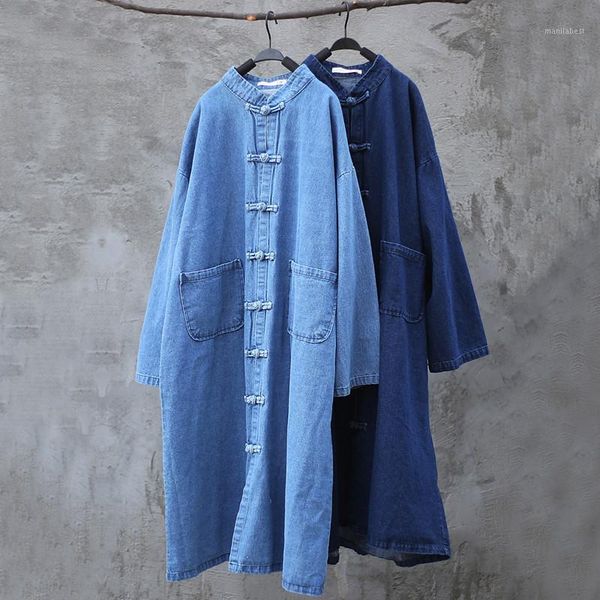 

2020 spring autumn denim trench coat women cowboy cardigan coat female classic big size long casual outwear b1211, Tan;black