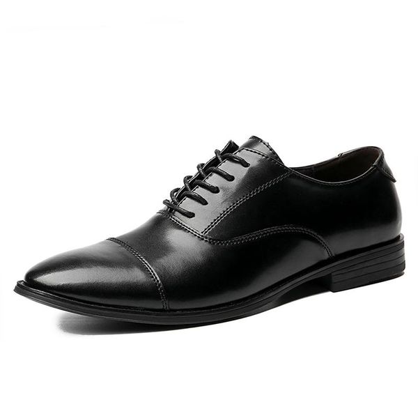 

genuine leather dress shoes for men office wedding shoes business formal leather men oxfords size 37-48 zapatos hombre, Black