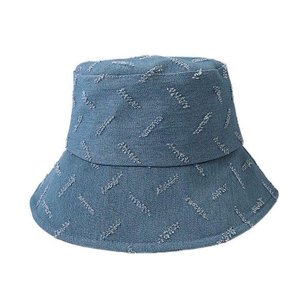 

women vintage denim bucket hat distressed scar stripes sunscreen fisherman cap t8nb, Blue;gray