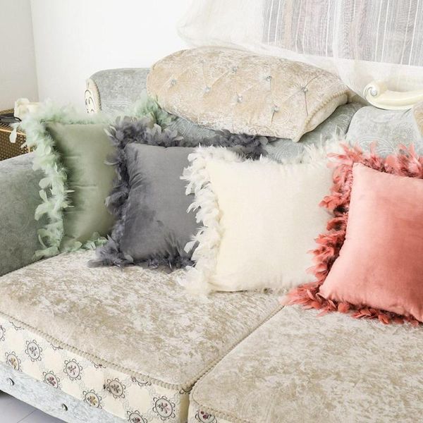 

throw pillow cover with feather for home office sofa decor car decor