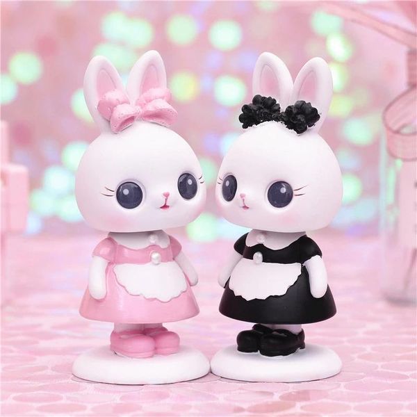 

decorative objects & figurines lovely pink maid kawaii resin shaking head toy car interior ornaments animal home decor xmas gifts