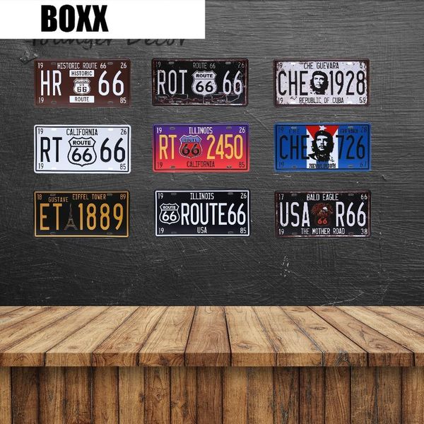 

che 1928 wall art decor america usa route 66 road vintage license plates retro home bar door plate metal wall craft