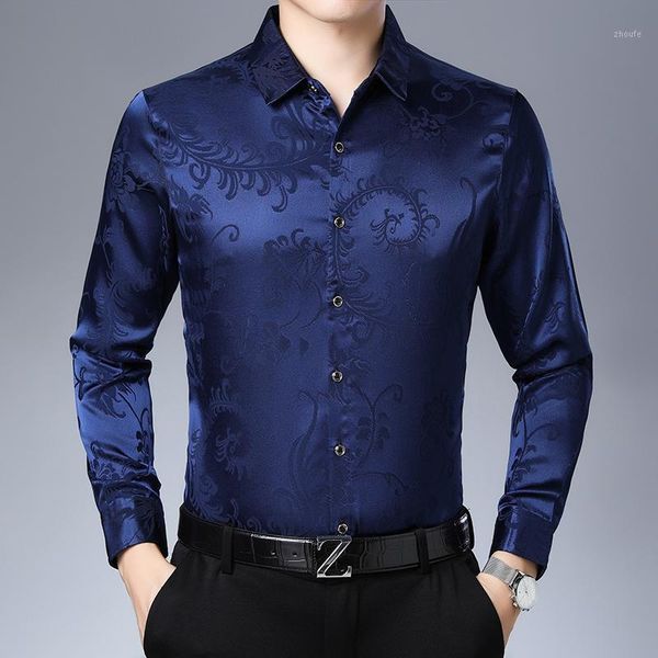 

new arrival spring fashion mens floral printed dress shirts male long sleeve casual flowers clothes shirts1, White;black