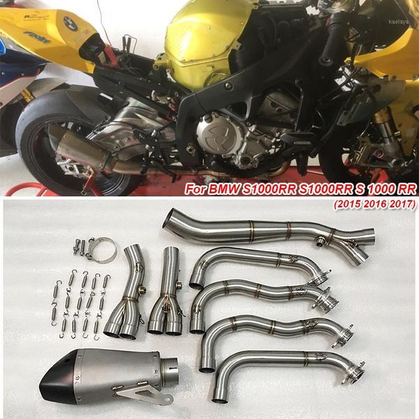 

slip on for s1000rr 2015 2016 2017 full set motorcycle exhaust muffler modified stainelss steel front middle link pipe1