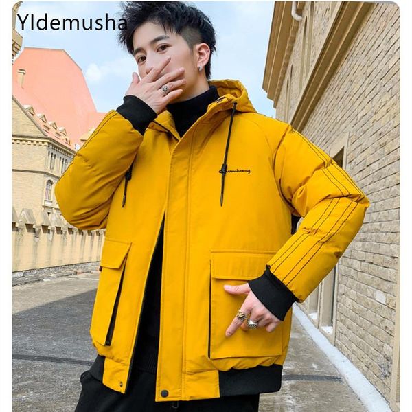 

men's down & parkas men parka coats winter jacket mens thicken hooded windproof overcoat casual man warm cotton jackets pockets outerwe, Black