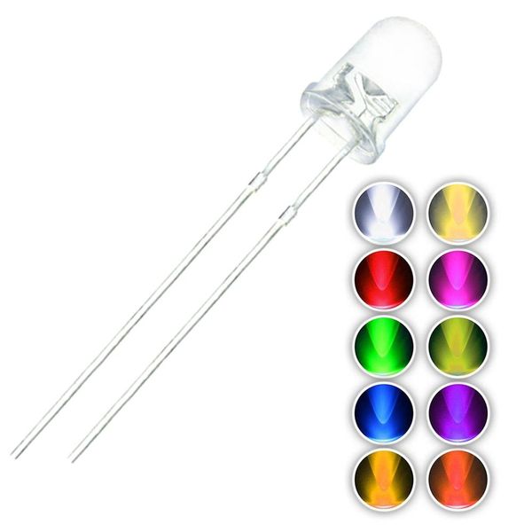 5mm Round Water Clear LED Light Lamp bianco Rosso Blu Verde giallo rosa viola arancione diodi led gratuiti