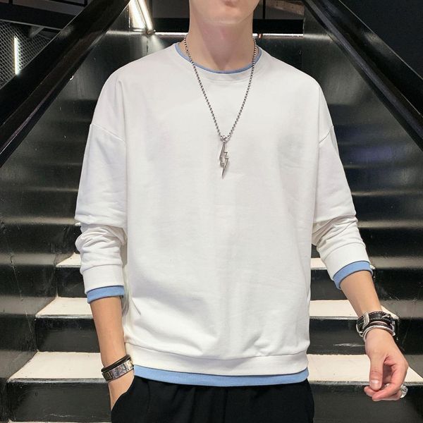 

simple trend set head pure color cotton hoodie men and women false two loose lovers drop shipping, Black;brown