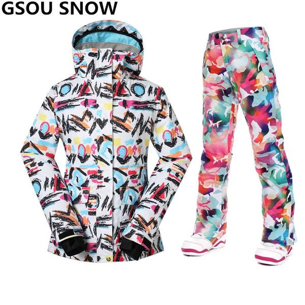 

skiing jackets gsou snow professional ski suit women jacket outdoor waterproof snowboard jacket+ski pant breathable warm