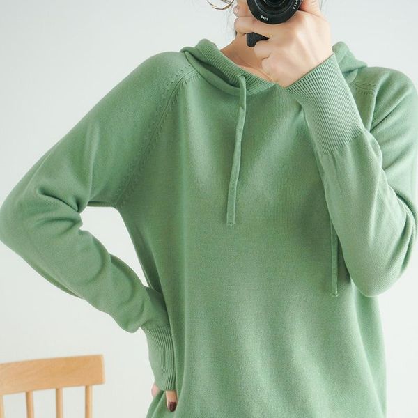 

women sweater 2020 spring and autumn new sweater hoodie women's fashion casual loose solid color long sleeve knitted pullover1, White;black